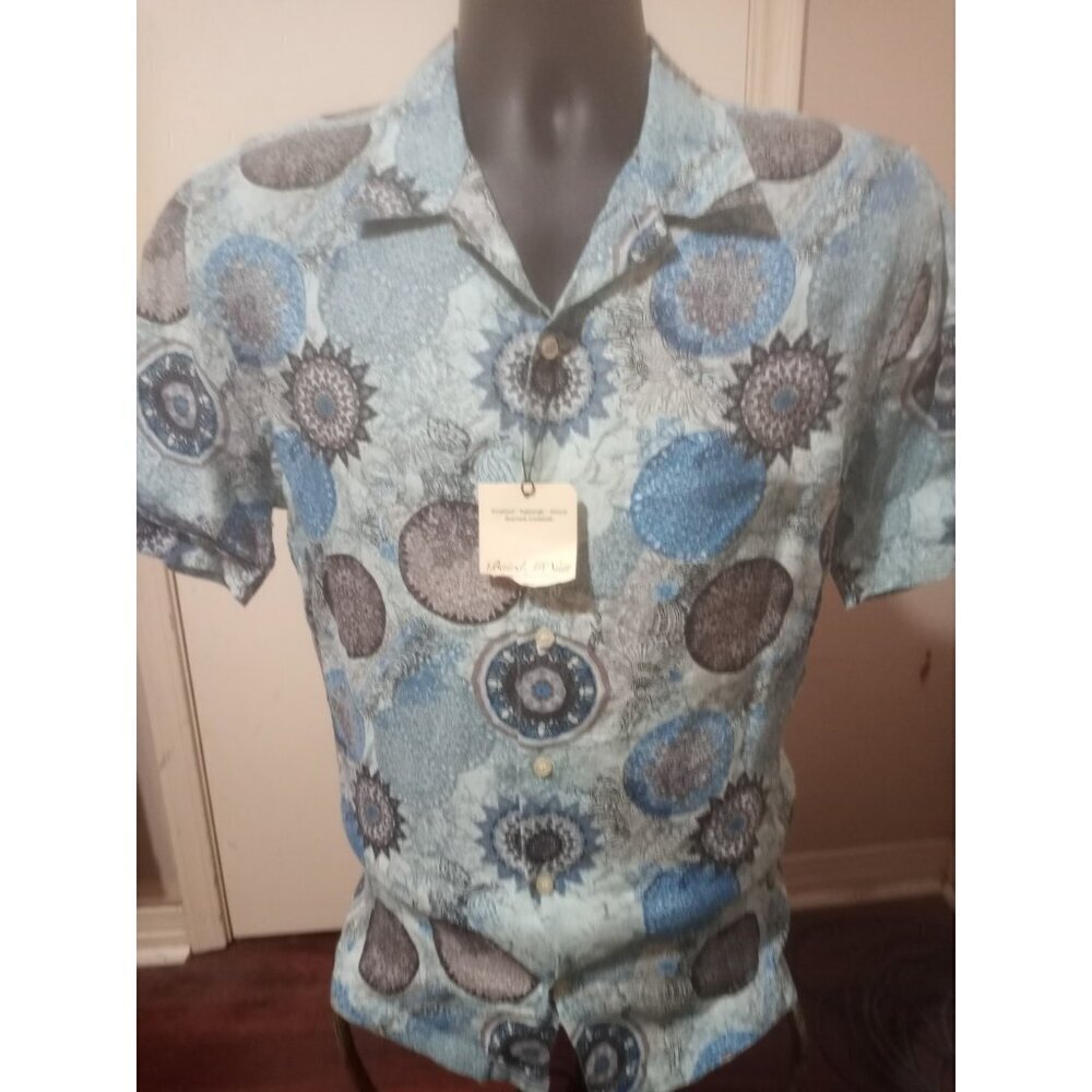 New NWT Men's Baird McNutt Linen Murano Slim Fit Button Front Shirt Large L Blue